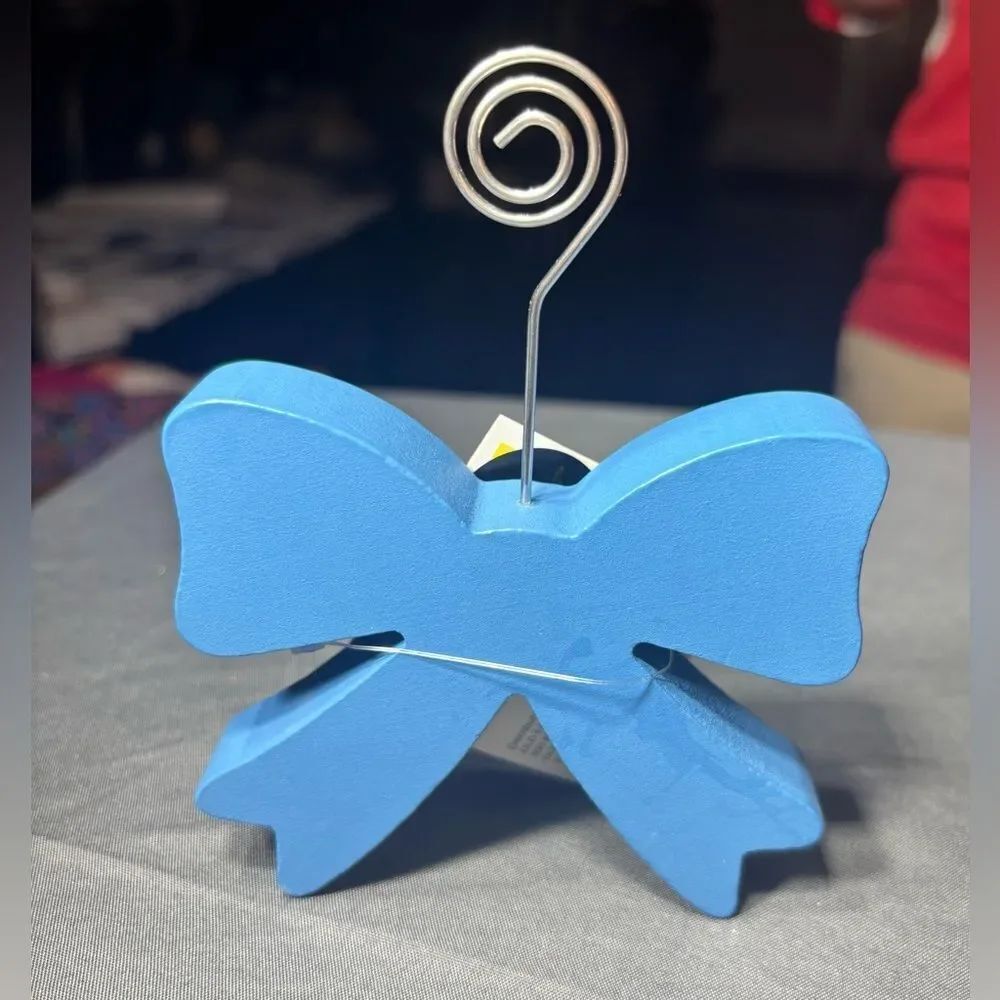 New Blue BowβTabletop Photo Note Clip Decor